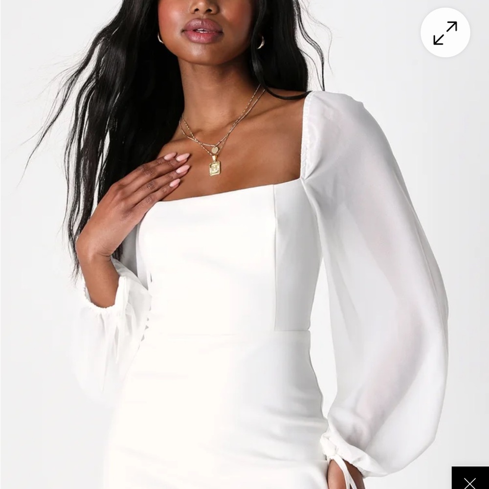 Lulu's Chic White Long Sleeve Dress